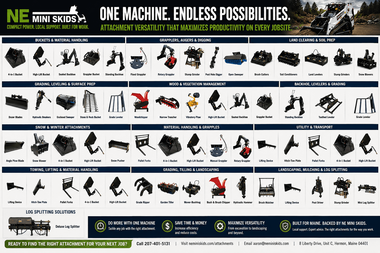 image showing all attachments for the miniskids