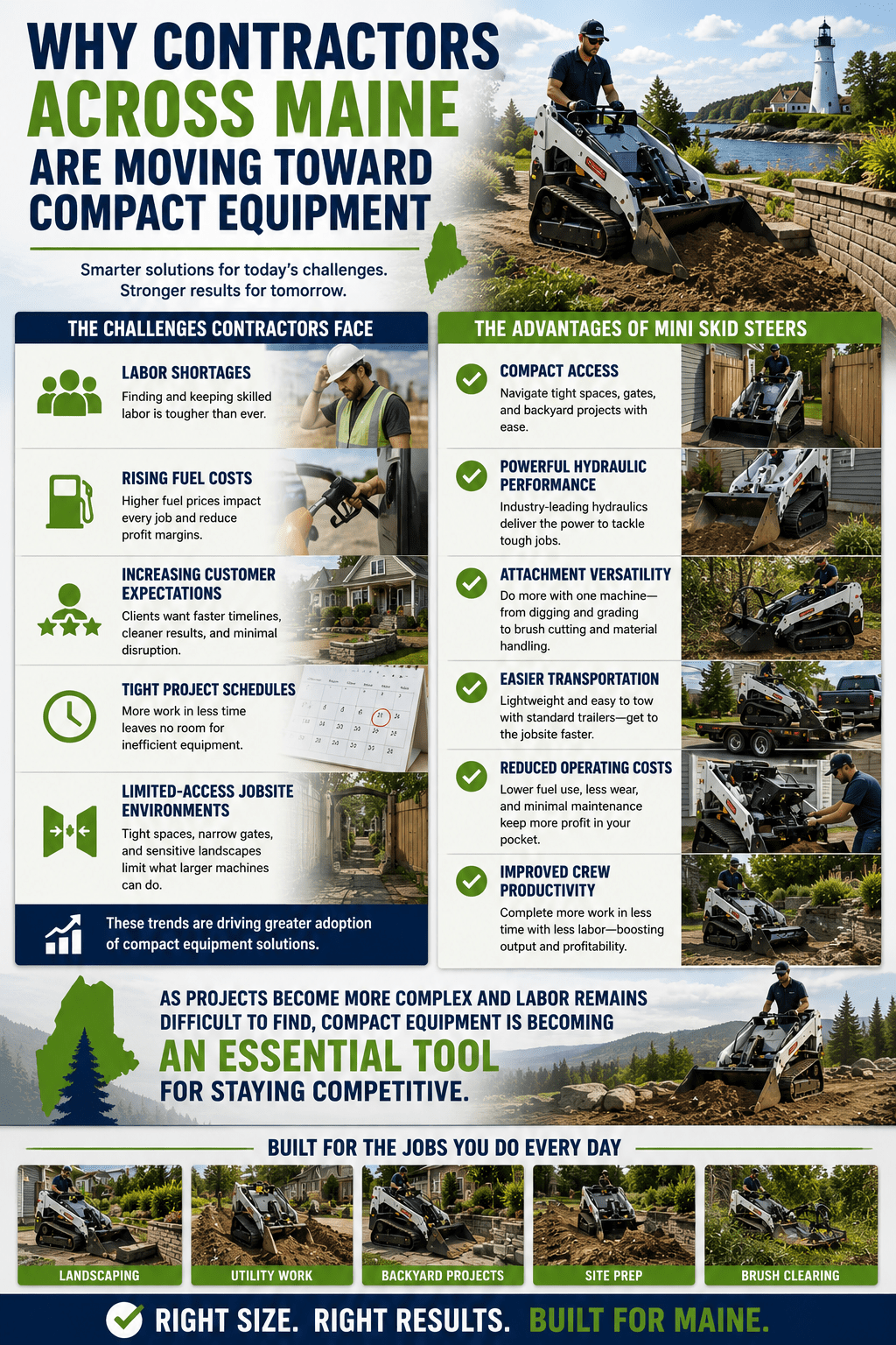 infographic image showing why contractors are moving towards compact equipment.