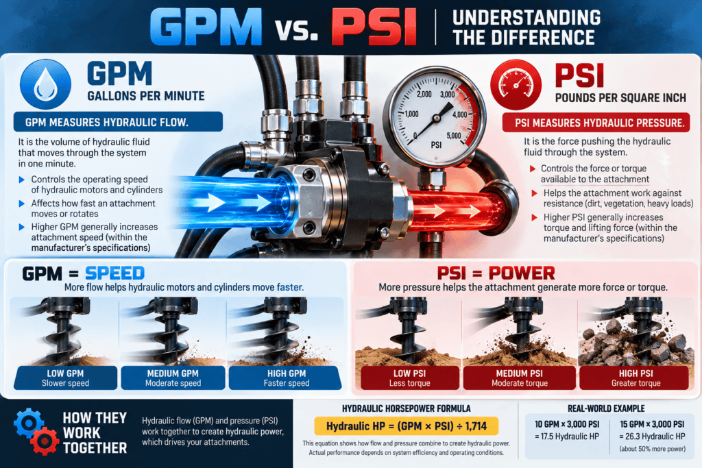 image showing the GPM vs PSI and the equation to determine what size you need.